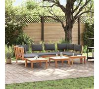 Teenpull Conjunto Jardin Mueble Exterior terraza Patio Comedor Sofa rinconera Modular 4 pcs marrón y Gris con Mesa Banco Silla Cojines para Descanso y Ocio al Aire Libre