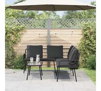Teenpull Conjunto jardín sofá Modular 2 pcs Negro ratán sintético con Cojines Resistentes para terraza Patio balcón Comedor y Ocio en Exterior con Mesa y sillas para Descanso y reunión