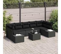 Teenpull Conjunto jardín sofá Modular 8 Piezas ratán sintético Negro Resistente al Clima con Mesa Ajustable y Almacenamiento para terraza Patio balcón Comedor Ocio