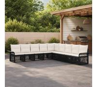Teenpull Conjunto jardín sofá Modular 9 Piezas ratán sintético Negro con Cojines Desmontables Resistente al Clima para terraza Patio balcón Comedor Exterior Ocio Relax