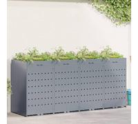 Teenpull Contenedor de basura para 4 contenedores de acero con recubrimiento en polvo, 272 x 77,5 x 121,5 cm, con techo para plantas, ampliable, ventilado, para jardín y exterior