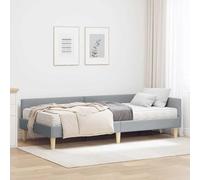 Teenpull Corner Bed Frame with Mattress, Light Gray Fabric, slatted Base, upholstered headboard, 204 x 104 x 57 cm, Breathable Platform Bed for Bedroom Comfort and Space Saving
