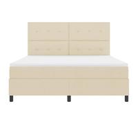 Teenpull Cream Box Spring Bed with LED Strips, upholstered Frame, Adjustable headboard, 180 x 200 cm Pocket Spring Mattress, Wood Construction, Indoor Bedroom Set for Two, Modern Home Sleep Comfort