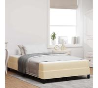 Teenpull Cream Box Spring Bed with Mattress 120 x 200 cm Fabric Upholstered Bed Frame, Wooden Slat Support, Soft Bedroom Setup for Adult and Guest Room Comfort, Durable Indoor Sleep Solution