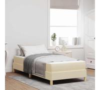 Teenpull Cream Box Spring Bed with Mattress, Fabric Upholstery, 80 x 200 cm Single Bed Frame with Slatted Base, Wooden Structure, Medium Firm Support for Bedroom Rest