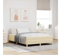 Teenpull Cream Box Spring Bed with Mattress, upholstered Fabric Frame, 140 x 190 cm, Wooden Base, Medium Firm Pocket Springs, Modern Bedroom Support for Two, Cream