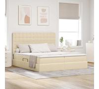 Teenpull Cream LED Storage Bed with Mattress, 180 x 200 cm upholstered Platform Bed with Adjustable headboard, USB Lighting, Gas Lift Storage, for Bedroom Use, Space Saving Support