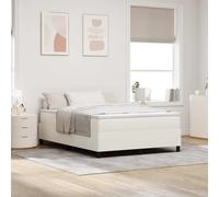 Teenpull Cream Platform Bed Frame 140 x 190 cm Corduroy Upholstered, Wooden Slatted Base, Pine Structure, 280 kg Capacity, for Bedroom Rest, Easy Assembly, Modern Minimalist Design