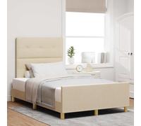 Teenpull Cream upholstered Bed Frame with headboard, 120 x 200 cm Platform Structure in Engineered Wood and Solid Pine, Modern Bedroom Support for restful Sleep, Indoor Use, Easy Assembly