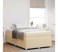 Teenpull Cream upholstered Bed Frame with Mattress, 120 x 190 cm, Wooden slatted Base, Modern Bedroom Support, Medium-Firm Sleep Comfort, for 2 Adults, Durable Fabric Finish