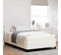 Teenpull Cream upholstered Bed Frame with Mattress, 120 x 190 cm, Wooden Structure, slatted Base, Medium Firmness Pocket Springs, 280 kg Capacity, Modern Bedroom Sleep Support