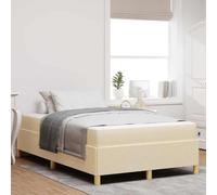 Teenpull Cream upholstered Bed Frame with Mattress 120 x 200 cm, Wooden Slat Base, Storage Support, Minimalist Bedroom Platform for Adult Guest Room, Easy Assembly and Daily Comfort