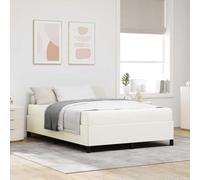Teenpull Cream upholstered Bed Frame with Mattress 140 x 190 cm, Solid Wood Structure, slatted Base, Medium Firm Pocket Sprung Mattress, for Bedroom, Modern Sleeping Comfort
