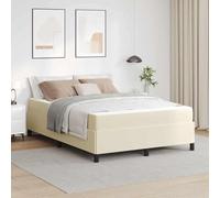 Teenpull Cream upholstered Bed Frame with Mattress 140 x 190 cm, Wooden slatted Base, Medium Firm Pocket Spring Mattress, Bedroom Structure for 2, Support and Comfort for Daily Sleep