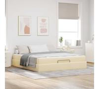 Teenpull Cream upholstered Bed Frame with Mattress, 180 x 200 cm, Plywood Structure, Built in Drawers, Matte Finish, Modern Bedroom Storage and Medium Support for Daily Rest