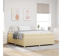 Teenpull Cream upholstered Bed Frame with Mattress, 180 x 200 cm Super King Size, Wooden Slat Base, Breathable Fabric, Modern Bedroom Support, Comfort for Two