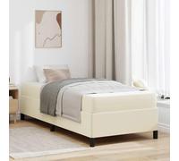 Teenpull Cream upholstered Bed Frame with Mattress 90 x 200 cm Wooden Slat Base, Single Bed for Bedroom, Guest Room, Adult and Youth Use, Support and Comfort for Daily Sleep