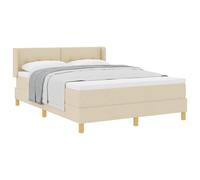 Teenpull Crema Box Spring Bed with Padded headboard, 200 x 140 cm Fabric, Wooden Frame and Rigid slats, Adjustable Height, Indoor Bedroom Support for Two, restful Sleep and Modern Style