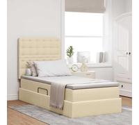 Teenpull Crema LED Storage Bed with Mattress 90 x 190 cm, upholstered Frame, Gas Lift Storage, Adjustable headboard, USB Light, Medium Firm, for Bedroom and Space Saving