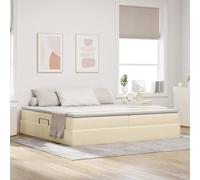 Teenpull Crema Storage Bed with Mattress 200 x 200 cm Polyester Metal Frame, Lift up Base, upholstered headboard, Medium Firmness, underbed Space for Bedroom Organization and Everyday Rest