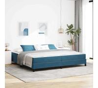 Teenpull Dark Blue Box Spring Bed with Mattress, Upholstered Fabric, King Size 200 x 200 cm, Slatted Support, Wooden Frame, Bedroom Use, 280 kg Capacity, Indoor Comfort