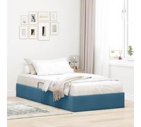 Teenpull Dark Blue Ottoman Bed Frame 90 x 190 cm Velvet Metal Storage Base for Bedroom Interior Use Lift Up Hydraulic Canopy Style Support for Single Sleeper