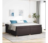 Teenpull Dark Brown Bed Frame with Mattress, 200 x 200 cm Fabric, Wood Crafted Structure, Slatted Base, Medium Firm Pocket Spring Support, Bedroom Comfort for Two, 280 kg Load