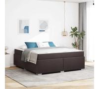 Teenpull Dark Brown Bed Frame with Mattress, Fabric upholstered Platform Base, slatted Support, 180 x 200 cm Super King Size, Medium Firm Pocket Spring, Home Bedroom Sleep Comfort
