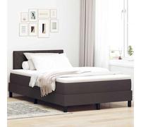 Teenpull Dark Brown Box Spring Bed 120 x 190 cm Fabric upholstered, Adjustable headboard, Pocket Spring Mattress, LED Strip, Wooden Frame for Bedroom, Guest Room, Indoor Comfort and Stable Sleep