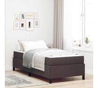 Teenpull Dark Brown Box Spring Bed Frame with Medium Firm Pocket Spring Mattress, 100 x 200 cm, Fabric Finish, Wooden Composite Structure, Indoor Bedroom Support for 1 Person