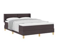 Teenpull Dark Brown Box Spring Bed Manual 160 x 200 cm Fabric, somier Base with cabecero, Estructura de Madera and colchón Support, Dormitorio Descanso for Adult Guest Home