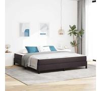 Teenpull Dark Brown Box Spring Bed, Upholstered Fabric Platform Bed with Pocket Spring Mattress, Wooden and Metal Slatted Frame, 180 x 200 cm Super King for Bedroom Comfort and Daily Rest