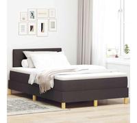 Teenpull Dark Brown Box Spring Bed with Adjustable Headboard, 120 x 200 cm Fabric Upholstered Bed Frame, Mattress Included, Slatted Support, Indoor Bedroom Sleep Comfort, Durable Structure for