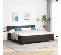 Teenpull Dark Brown Box Spring Bed with LED, 200 x 200 cm Fabric, Adjustable Headboard, Slatted Base, Mattress Included, Bedroom Support, Modern Sleep Setup