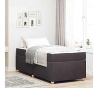 Teenpull Dark Brown Fabric Bed Frame with Medium Firm Mattress, Wooden Structure, Slatted Base, 100 x 200 cm Single Large Bed, 140 kg Capacity for Bedroom Sleep Support