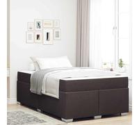 Teenpull Dark Brown Fabric Bed Frame with Medium Firm Pocket Spring Mattress 120 x 200 cm, Wooden Slat Base, 280 kg Load, Minimalist Bedroom Platform for Home Sleep and Daily Comfort
