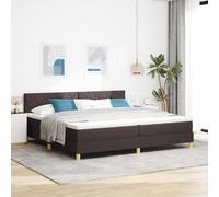 Teenpull Dark Brown LED Box Spring Bed with Adjustable Headboard, 200 x 200 cm Upholstered Frame, USB RGB Light Strips, slatted Base for Bedroom Comfort, Indoor Use and Stable Support