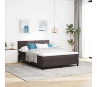 Teenpull Dark Brown Manual Box Spring Bed 160 x 200 cm, upholstered Fabric, Adjustable headboard, Wood Frame, Medium Firmness Mattress, Support for Modern Bedroom Comfort and Indoor Use