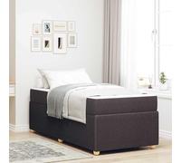 Teenpull Dark Brown Upholstered Bed Frame with Mattress 100 x 200 cm Wooden slats, Medium Firmness, Modern Bedroom Base for One Person, Durable Support, Home Assembly