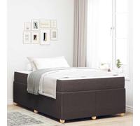 Teenpull Dark Brown Upholstered Bed Frame with Mattress, Wooden Slat Base, Breathable Fabric, Modern Bedroom Platform for 2 People, 120 x 200 cm, Sturdy Support and Daily Comfort