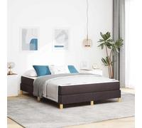Teenpull Dark Brown Upholstered Box Spring Bed 140 x 190 cm with Mattress, Wooden Frame, slatted Support, Bedroom Furniture for Modern Rest, 280 kg Load Capacity, Easy Assembly