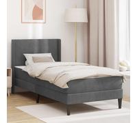 Teenpull Dark Gray Bed Frame with Mattress, 90 x 200 cm Plywood Structure, Velvet Upholstery, Headboard, Storage Space, Medium Firm Support, Indoor Bedroom Use, Easy Care, 140 kg Capacity