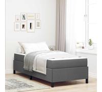 Teenpull Dark Gray Box Spring Bed 100 x 200 cm upholstered Fabric, Solid Support Platform Frame, Medium Firmness Pocket Spring Mattress, Modern Bedroom Comfort, Indoor Use, 140 kg Capacity