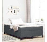 Teenpull Dark Gray Box Spring Bed 120 x 190 cm, Corduroy Fabric, Engineered Wood Frame, Pocket Spring Mattress, Medium Firm Support, Indoor Bedroom Use, Modern Comfort and Motion Isolation