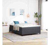 Teenpull Dark Gray Box Spring Bed 140 x 200 cm Corduroy Upholstered Base, Wooden Frame with Fixed slats, Pocket Spring Mattress, Medium Firm Support for Bedroom Rest and Indoor Use