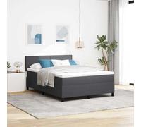 Teenpull Dark Gray Box Spring Bed, 160 x 200 cm, Corduroy Upholstery, Engineered Wood Frame, Adjustable headboard, Mattress Included, for Bedroom, Indoor Rest, 280 kg Support, Modern Comfort