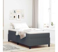 Teenpull Dark Gray Box Spring Bed 90 x 200 cm Corduroy Fabric, Wooden Frame, Pocket Spring Mattress, Medium Firmness, Indoor Bedroom Support, Modern Platform Comfort for Adult and Guest Rooms