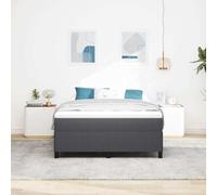 Teenpull Dark Gray Box Spring Bed Frame 160 x 200 cm Velvet Fabric, Solid Pine Wood Structure, Fixed Slatted Base, Indoor Bedroom Sleeping Support for 2 Adults