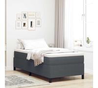 Teenpull Dark Gray Box Spring Bed Frame 80 x 200 cm Corduroy Upholstered Wooden Structure, Slatted Support, Single Size for Bedroom, Home, Adult Guest Use, Durable Rest and Sleep Comfort