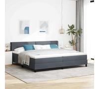 Teenpull Dark Gray Box Spring Bed Manual 200 x 200 cm Velvet Upholstered Bedroom Platform with Adjustable Headboard, Pocket Spring Mattress and Support for Indoor Rest